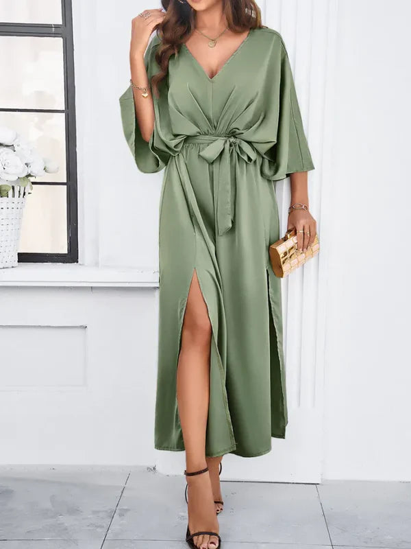 Luolandi Women's sexy party dress with V-neck prom dress With Slit